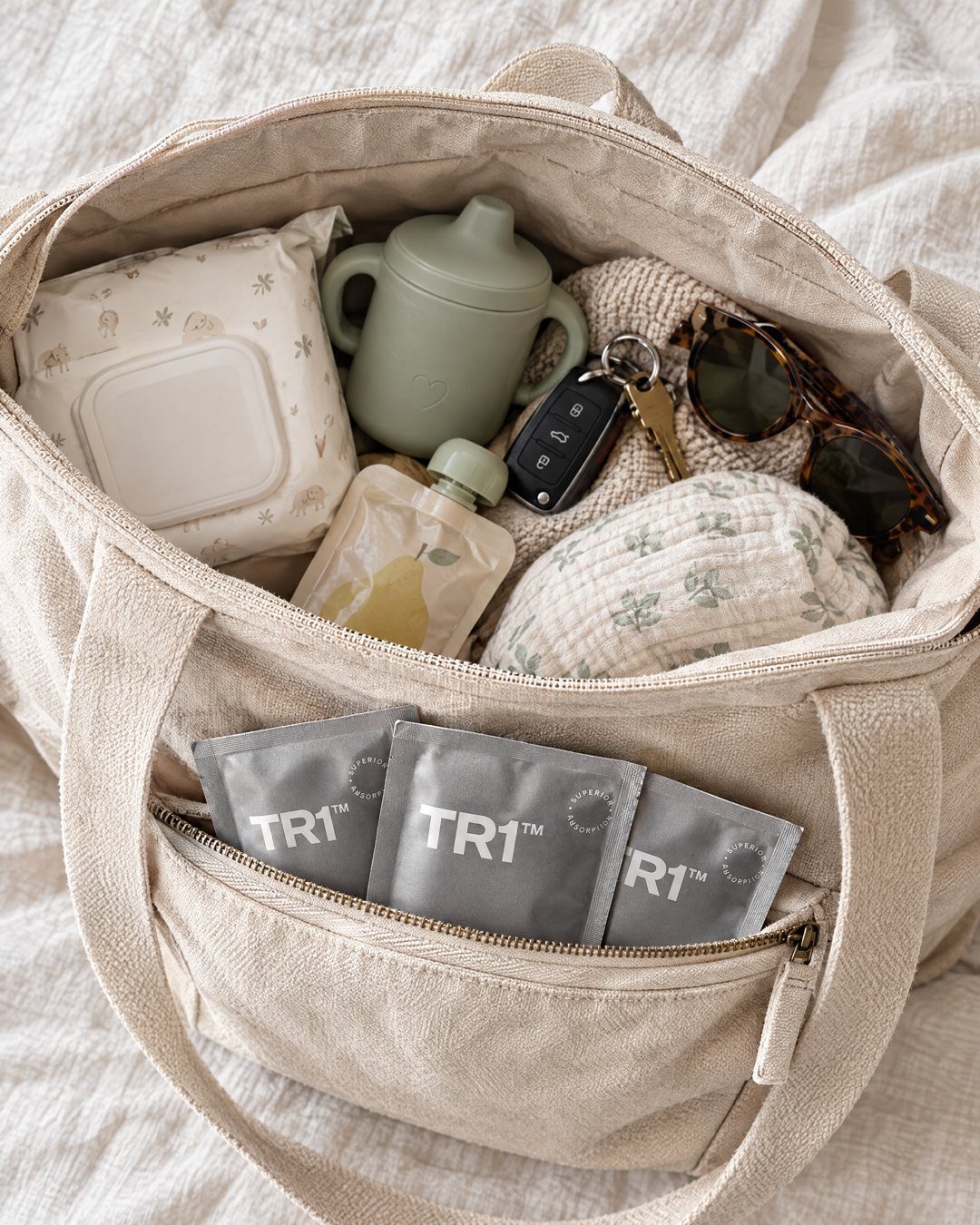 TR1 sachets in a bag